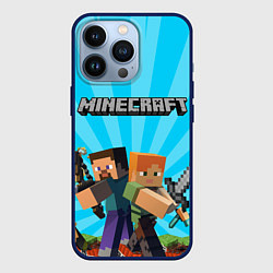 Чехол для iPhone 13 Pro МАЙНКРАФТ ГЕРОИ ИГРЫ MINECRAFT, цвет: 3D-тёмно-синий