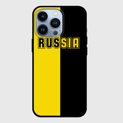 Чехол iPhone 13 Pro Россия черно желтое RUSSIA - BORUSSIA