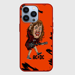 Чехол для iPhone 13 Pro Шарж Ангус Янг ACDC, цвет: 3D-красный