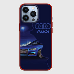 Чехол для iPhone 13 Pro AUDI лого, цвет: 3D-красный