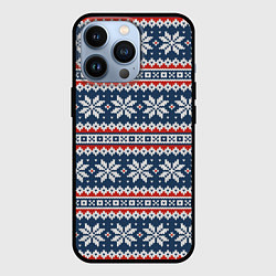 Чехол для iPhone 13 Pro Knitted Christmas Pattern, цвет: 3D-черный