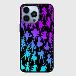 Чехол для iPhone 13 Pro GENSHI IMPACT HEROES NEON НЕОНОВЫЙ УЗОР, цвет: 3D-черный