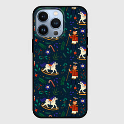 Чехол для iPhone 13 Pro Рождественский узор Щелкунчик, цвет: 3D-черный
