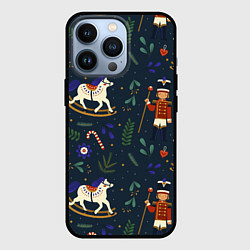 Чехол для iPhone 13 Pro Щелкунчик паттерн с лошадкой, цвет: 3D-черный