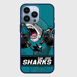 Чехол для iPhone 13 Pro San Jose Sharks, Сан Хосе Шаркс, цвет: 3D-тёмно-синий