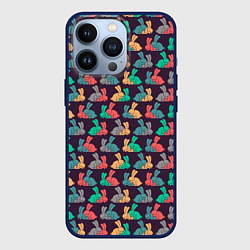 Чехол для iPhone 13 Pro Кролики 18, цвет: 3D-тёмно-синий