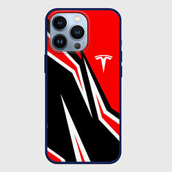 Чехол для iPhone 13 Pro TESLA MOTORS RED LINE ТЕСЛА, цвет: 3D-тёмно-синий