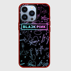 Чехол для iPhone 13 Pro NEON BLACKPINK АВТОГРАФЫ, цвет: 3D-красный