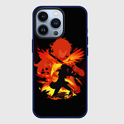 Чехол для iPhone 13 Pro DILUC FIRE GENSHIN IMPACT НА СПИНЕ, цвет: 3D-тёмно-синий