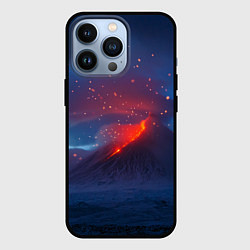 Чехол для iPhone 13 Pro Извержение вулкана ночью, цвет: 3D-черный