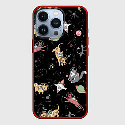 Чехол для iPhone 13 Pro Космические коты, цвет: 3D-красный