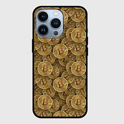 Чехол для iPhone 13 Pro Bitcoins, цвет: 3D-черный