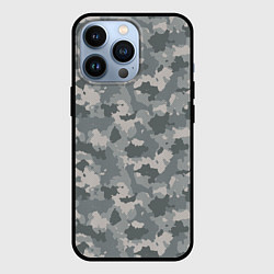 Чехол для iPhone 13 Pro Серый Камуфляж городской, цвет: 3D-черный