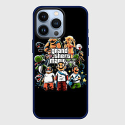 Чехол для iPhone 13 Pro Mario x GTA, цвет: 3D-тёмно-синий
