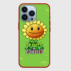 Чехол для iPhone 13 Pro Подсолнух Plants vs Zombies, цвет: 3D-красный