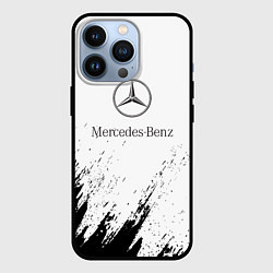 Чехол для iPhone 13 Pro Mercedes-Benz - White texture, цвет: 3D-черный