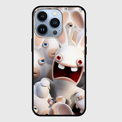 Чехол для iPhone 13 Pro Бешеные кролики в толпе, цвет: 3D-черный