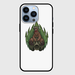 Чехол для iPhone 13 Pro Медведь танкист, цвет: 3D-черный