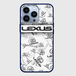 Чехол для iPhone 13 Pro LEXUS BIG EMBLEMA PATTERN, цвет: 3D-тёмно-синий