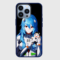 Чехол для iPhone 13 Pro Рей Аянами с игрушкой Синдзи Евангелион, цвет: 3D-тёмно-синий
