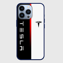 Чехол для iPhone 13 Pro ТЕСЛА -TESLA КРАСНАЯ ЛИНИЯ МИНИМАЛИЗМ, цвет: 3D-тёмно-синий