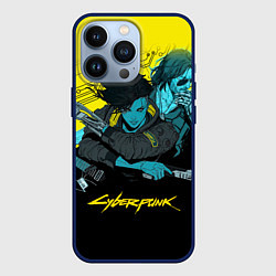 Чехол для iPhone 13 Pro Ви и Джонни Cyberpunk 2077 Vi johnny, цвет: 3D-тёмно-синий