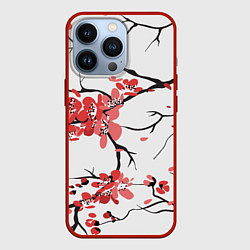 Чехол для iPhone 13 Pro Распустившиеся цветы, цвет: 3D-красный