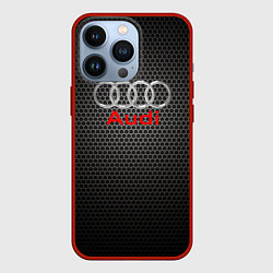 Чехол для iPhone 13 Pro Audi карбон, цвет: 3D-красный