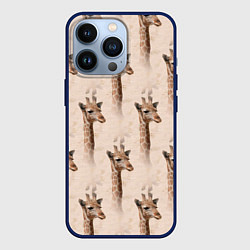 Чехол для iPhone 13 Pro Голова жирафа паттерн, цвет: 3D-тёмно-синий