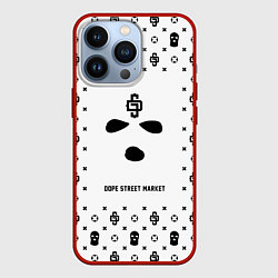 Чехол для iPhone 13 Pro Узор White Phantom Ski Mask Dope Street Market, цвет: 3D-красный