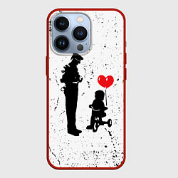 Чехол для iPhone 13 Pro Banksy - ребенок на велосипеде, цвет: 3D-красный