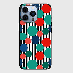 Чехол для iPhone 13 Pro Геометрический разноцветный узор, цвет: 3D-черный
