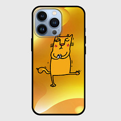 Чехол для iPhone 13 Pro Строгий кот занимается йогой, цвет: 3D-черный