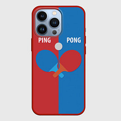 Чехол для iPhone 13 Pro PING PONG теннис, цвет: 3D-красный