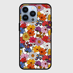 Чехол iPhone 13 Pro Полевые Цветы на белом фоне