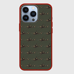 Чехол для iPhone 13 Pro Вертолеты паттерн, цвет: 3D-красный