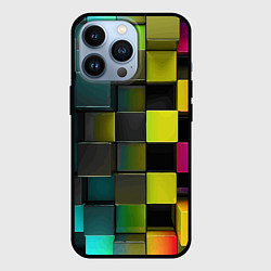 Чехол для iPhone 13 Pro Colored Geometric 3D pattern, цвет: 3D-черный