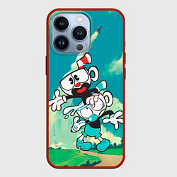 Чехол для iPhone 13 Pro 2 Чашечки Cuphead, цвет: 3D-красный