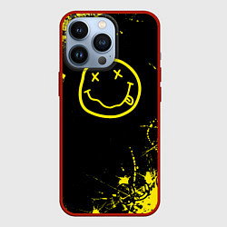 Чехол для iPhone 13 Pro Nirvana texture смайл, цвет: 3D-красный