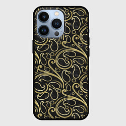 Чехол для iPhone 13 Pro Золотистые узоры, цвет: 3D-черный