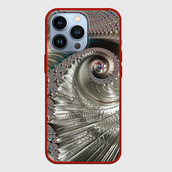 Чехол iPhone 13 Pro Fractal pattern Spiral Серебристый фрактал спираль