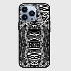 Чехол для iPhone 13 Pro Черно-белый этнический орнамент, цвет: 3D-черный