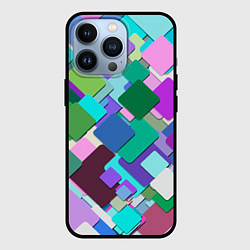 Чехол для iPhone 13 Pro MULTICOLORED SQUARES, цвет: 3D-черный