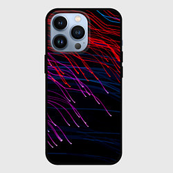 Чехол для iPhone 13 Pro Цветные неоновые линии на чёрном фоне Colored neon, цвет: 3D-черный