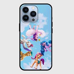 Чехол для iPhone 13 Pro My Little Pony летают в облаках, цвет: 3D-черный