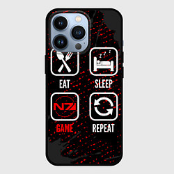Чехол для iPhone 13 Pro Eat, Sleep, Mass Effect, Repeat, цвет: 3D-черный