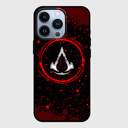 Чехол для iPhone 13 Pro Символ Assassins Creed и краска вокруг на темном ф, цвет: 3D-черный