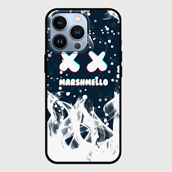 Чехол для iPhone 13 Pro Marshmello белый огонь, цвет: 3D-черный