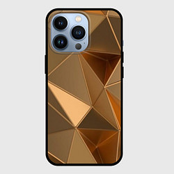 Чехол iPhone 13 Pro Золотые 3D треугольники