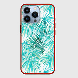Чехол для iPhone 13 Pro Листья Пальмы Нарисованные Акварелью, цвет: 3D-красный